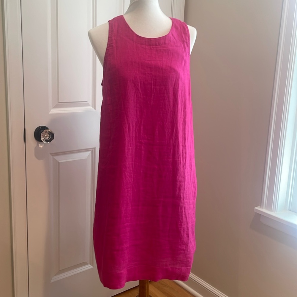 J. Crew Linen Shift Dress - Dark Pink - Size Medium Tall